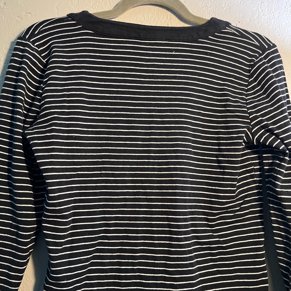 Jones New York Black and White Striped Cardigan Collared V-Neck Long Sleeve SZ S - Picture 7 of 11